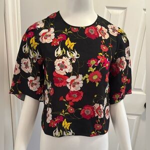Aritzia Wilfred Cambrai Floral Bell Sleeve Blouse Size XS